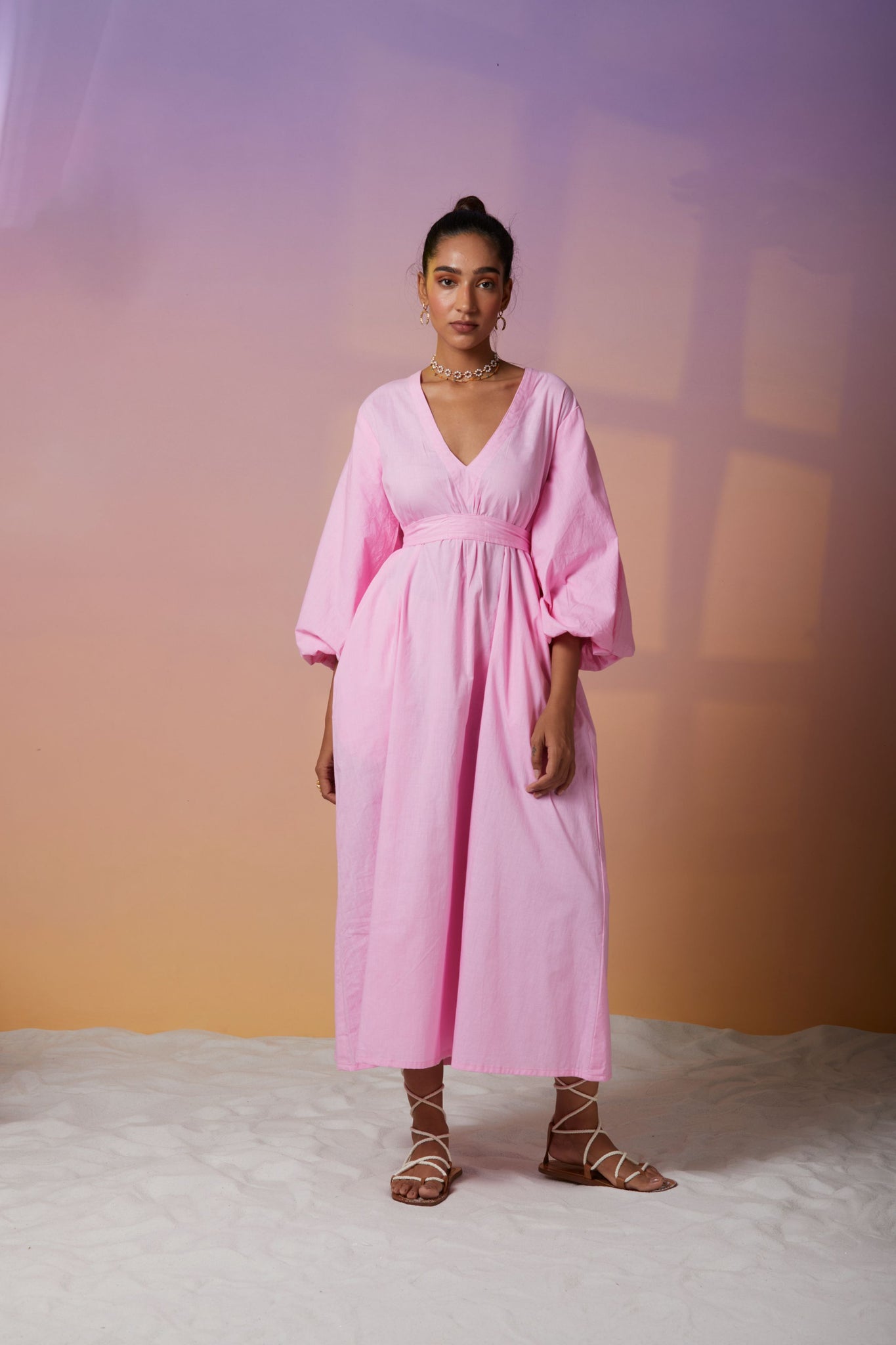 Riviera Dress in Solid Pink