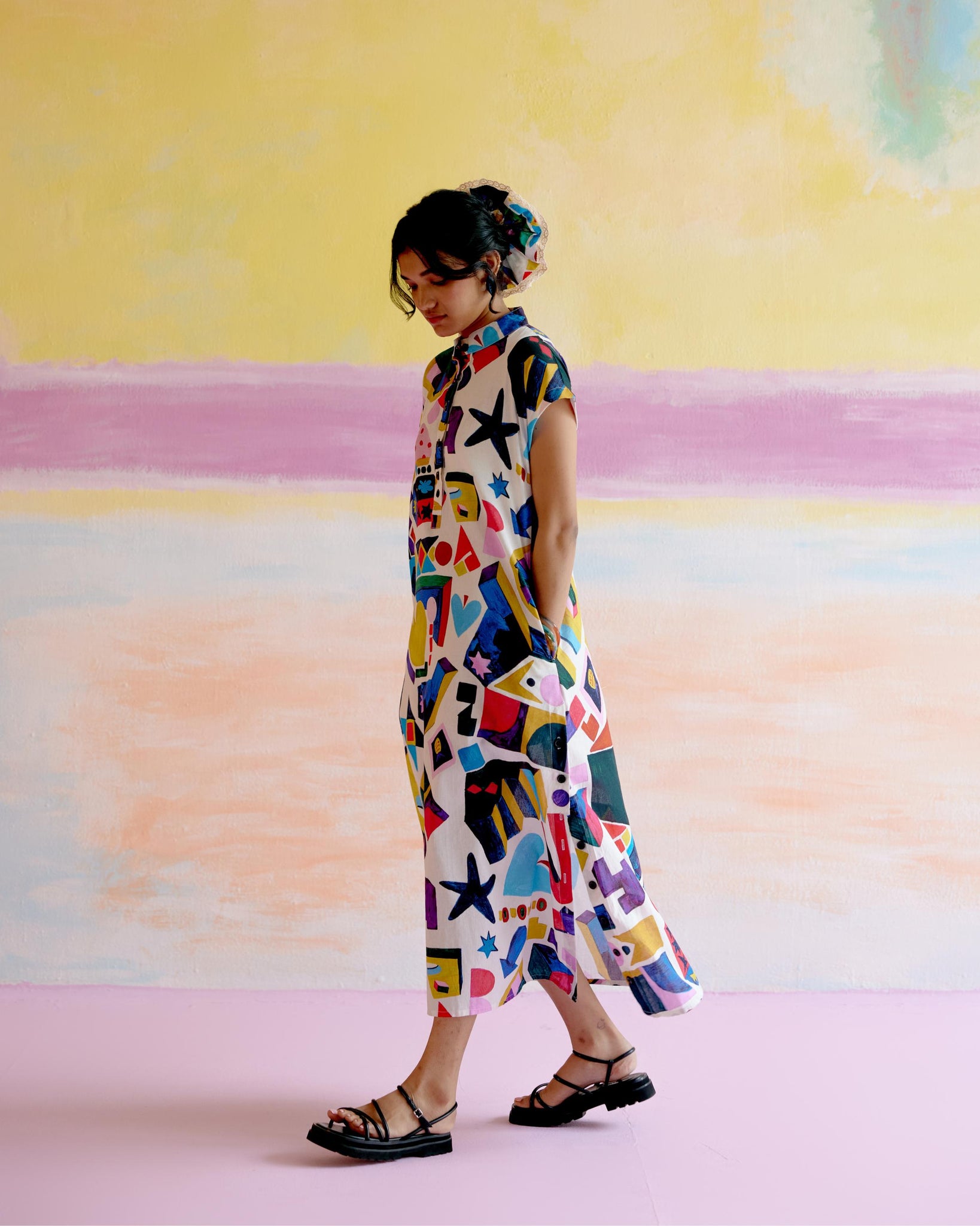 Kara Kaftan Dress in Arcade Print