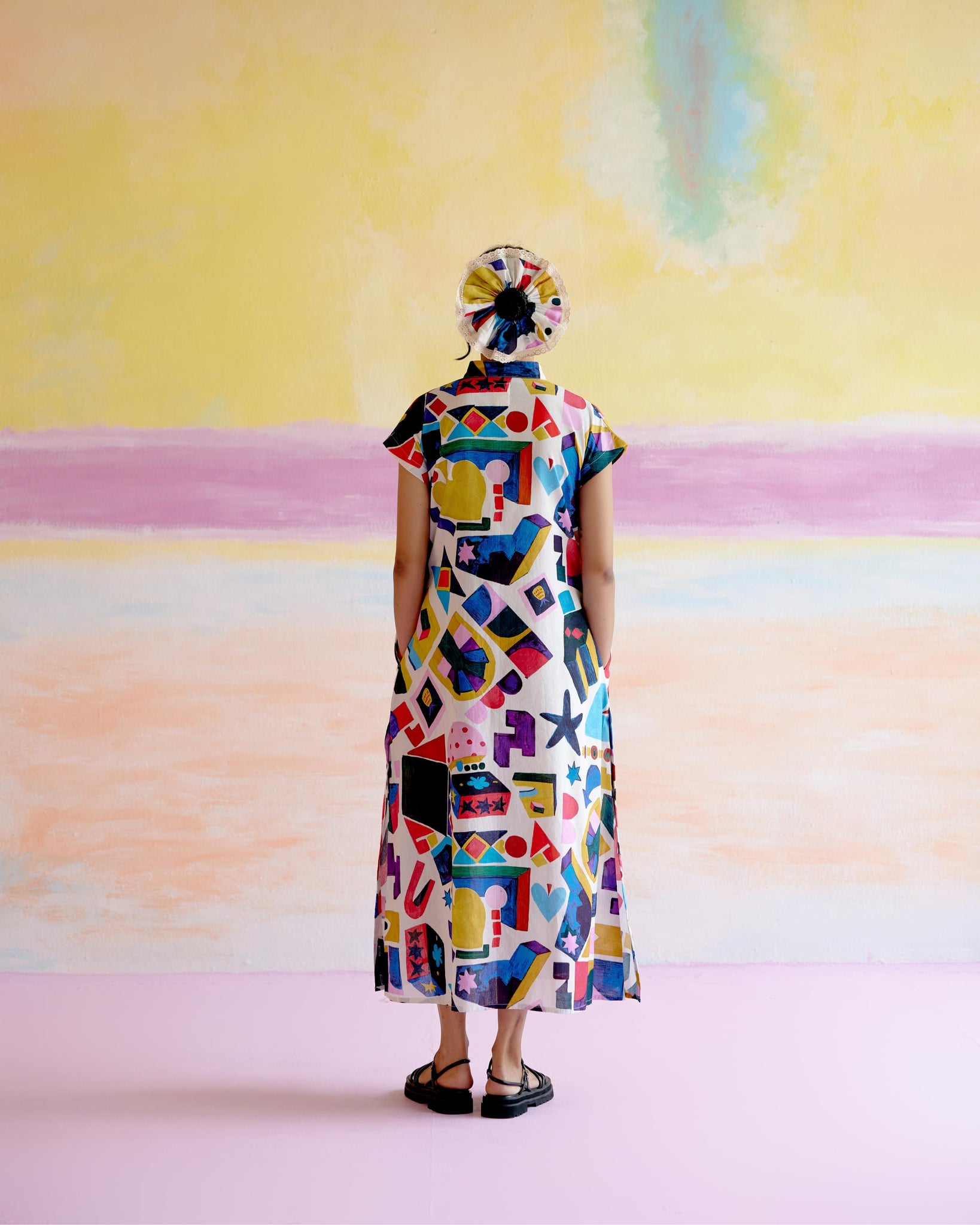 Kara Kaftan Dress in Arcade Print