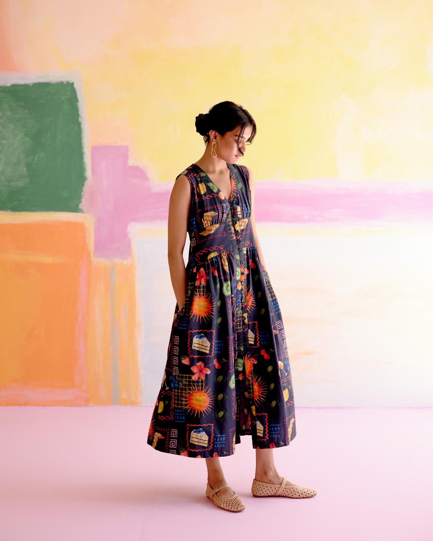 Hymn Midi Dress in Aloha Print