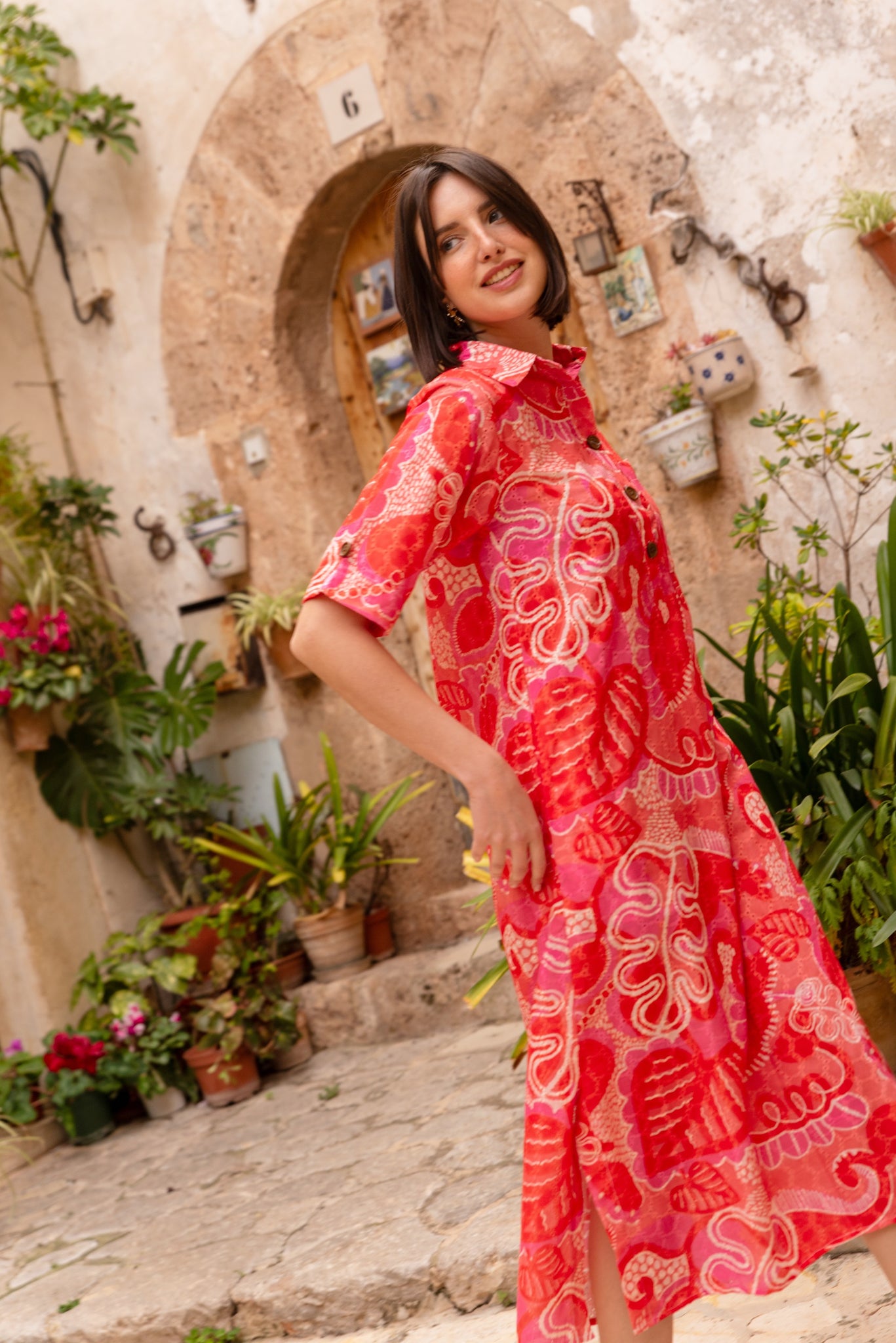 Honeydew kaftan dress in Jaipur Print