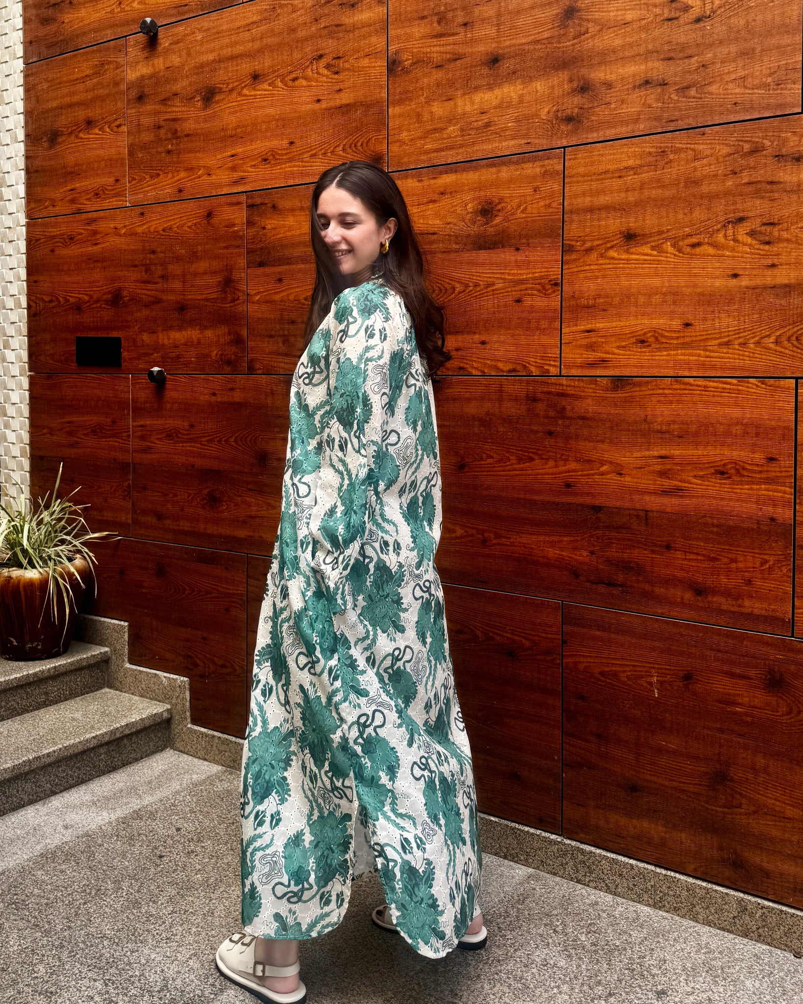 Jade Kaftan Dress in Ivy Print