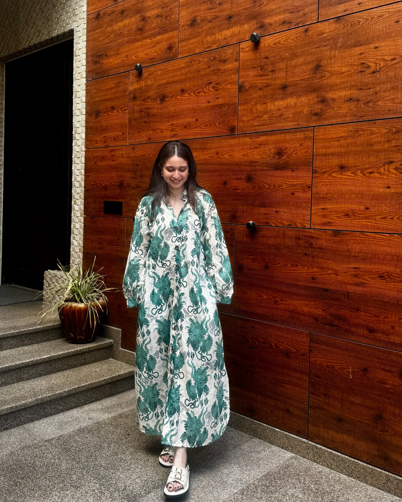 Jade Kaftan Dress in Ivy Print