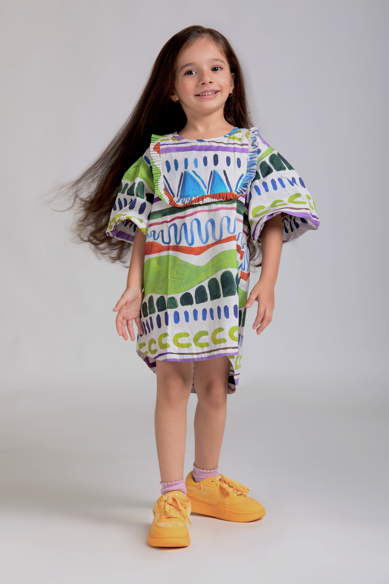 Lucy Dress in Trippy Tribe Print