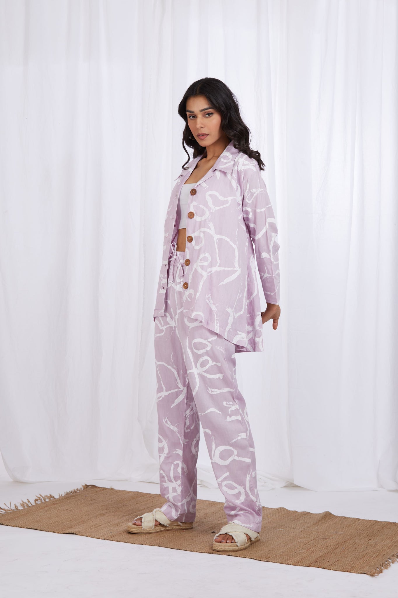 Florence Pants in Lilac Brush Stroke