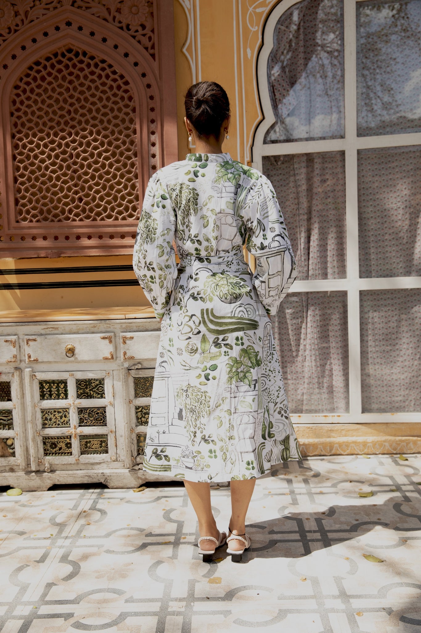 Late August Dress In Greenhouse Print